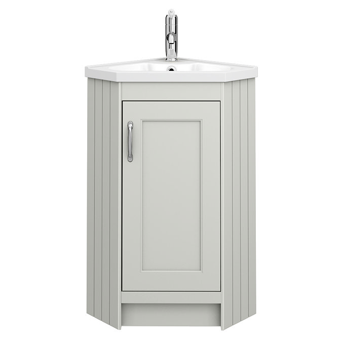 Chatsworth Traditional Grey Corner Vanity Unit with Chrome Handle