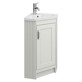 Chatsworth Traditional Grey Corner Vanity Unit with Chrome Handle