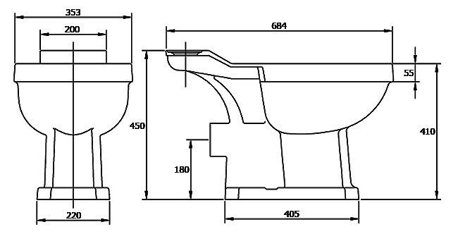 Chatsworth Traditional Grey Countertop Vanity Unit + Close Coupled Toilet Package