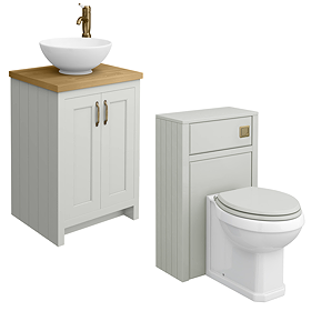 Chatsworth Traditional Grey Countertop Vanity Unit + Toilet Package