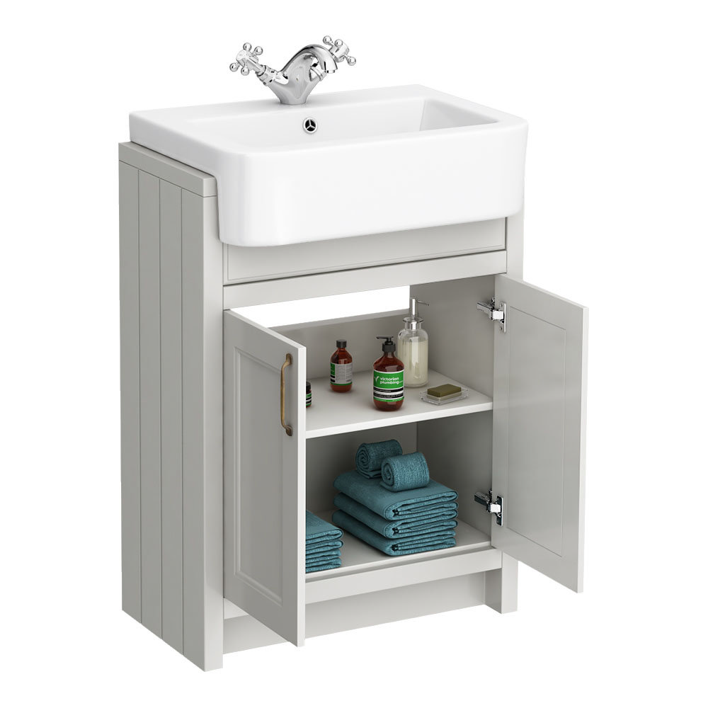 Chatsworth Traditional Grey Semi-Recessed Vanity - 600mm Wide ...