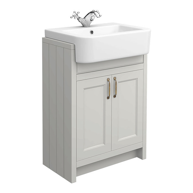 Chatsworth Traditional Grey Semi-Recessed Vanity - 600mm Wide Large Image