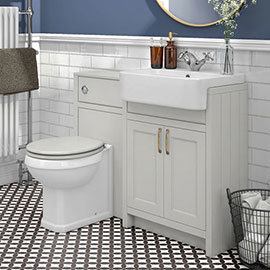 Chatsworth Traditional Grey Semi-Recessed Vanity Unit + Toilet Package Medium Image