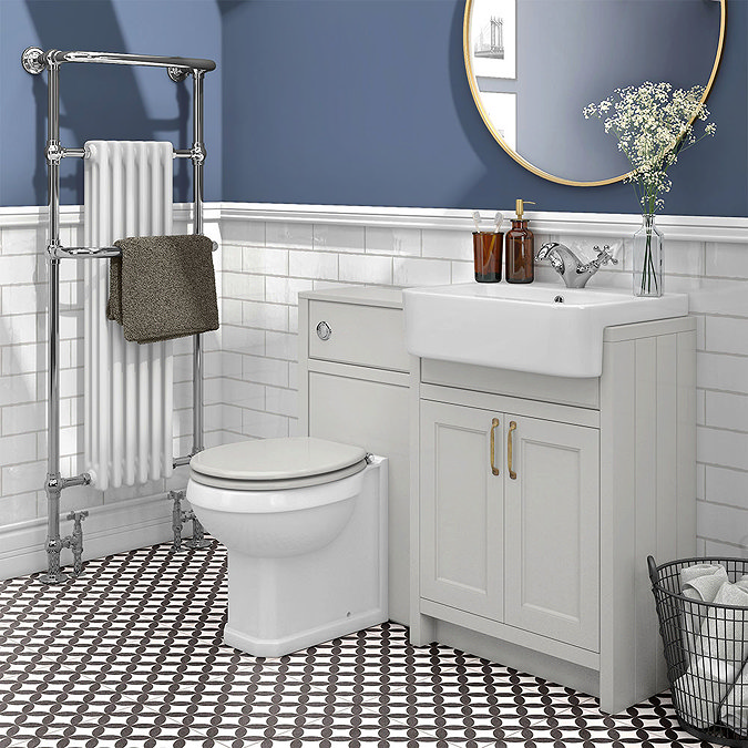 Chatsworth Traditional Grey Semi-Recessed Vanity Unit + Toilet Package Large Image