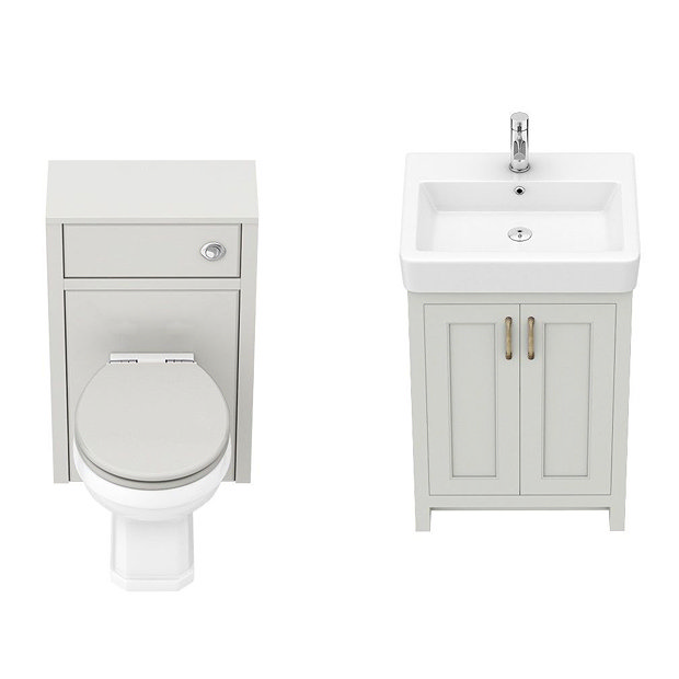 Chatsworth Traditional Grey Sink Vanity Unit + Toilet Package