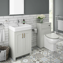 Chatsworth Traditional Grey Sink Vanity Unit + Toilet Package Medium Image