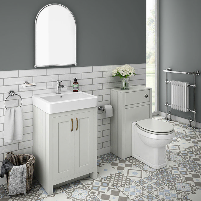 Chatsworth Traditional Grey Sink Vanity Unit + Toilet Package Large Image