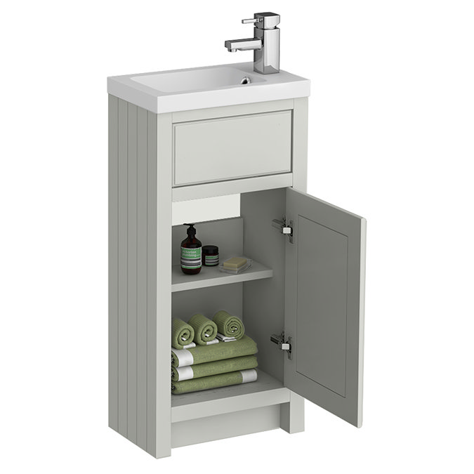 Chatsworth Traditional Grey Small Vanity - 400mm Wide with Chrome Handle