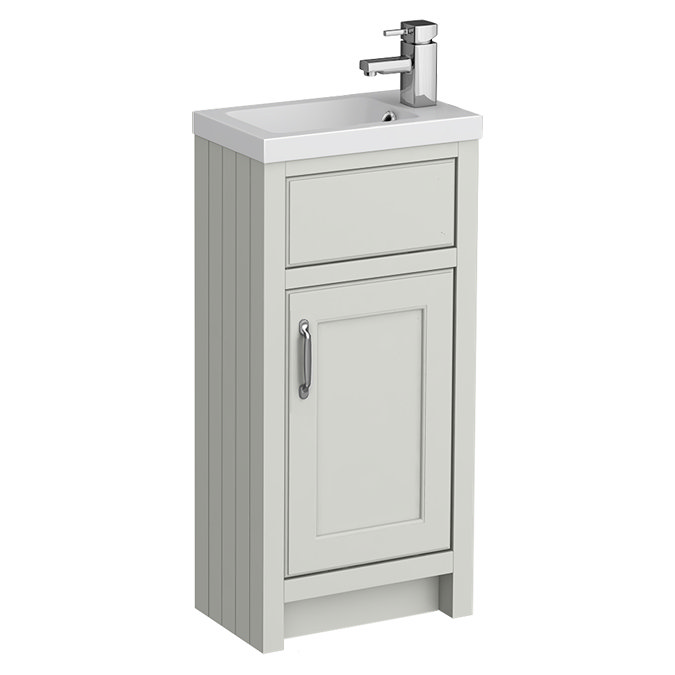 Chatsworth Traditional Grey Small Vanity - 400mm Wide with Chrome Handle