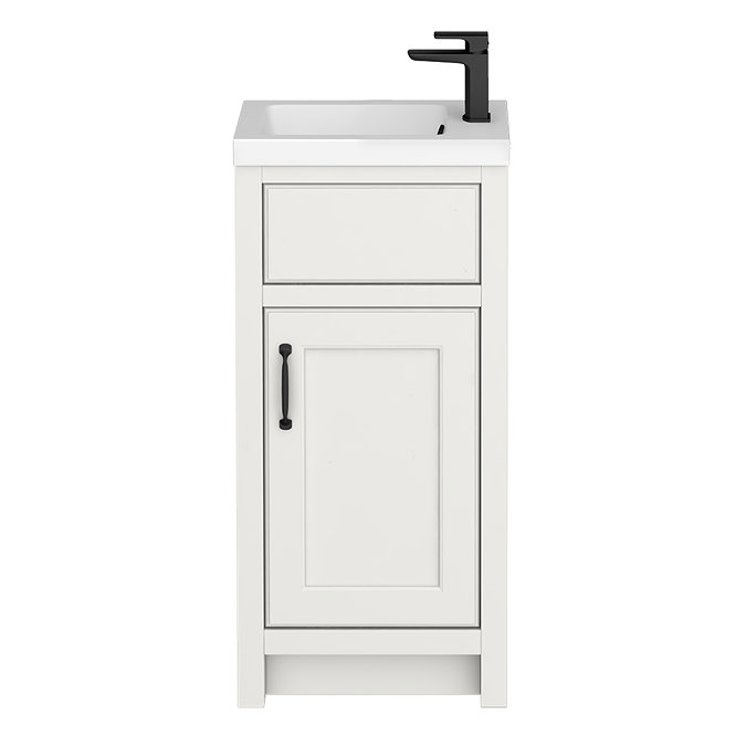 Chatsworth Traditional Grey Small Vanity with Matt Black Handles - 400mm Wide