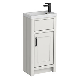 Chatsworth Traditional Grey Small Vanity with Matt Black Handles - 400mm Wide