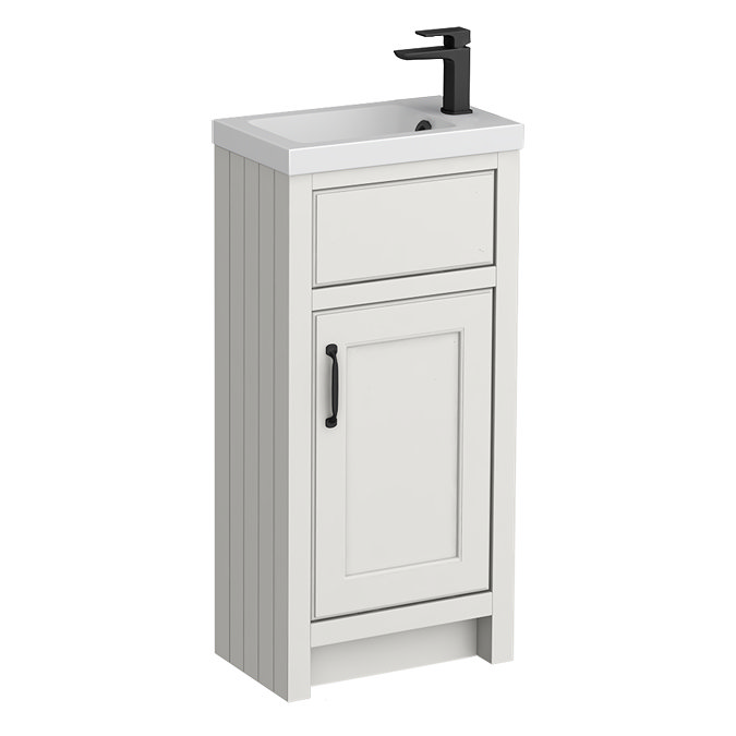 Chatsworth Traditional Grey Small Vanity with Matt Black Handles - 400mm Wide