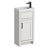 Chatsworth Traditional Grey Small Vanity with Matt Black Handles - 400mm Wide