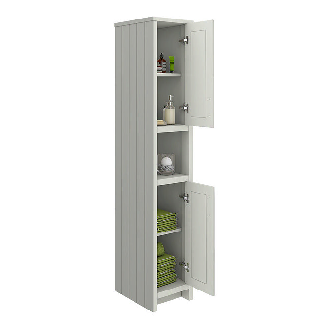 Chatsworth Traditional Grey Tall Cabinet with Brushed Brass Handles