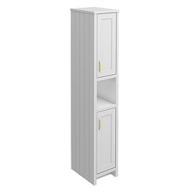 Chatsworth Traditional Grey Tall Cabinet with Brushed Brass Handles