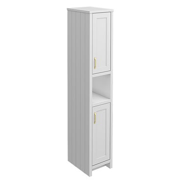 Chatsworth Traditional Grey Tall Cabinet with Brushed Brass Handles