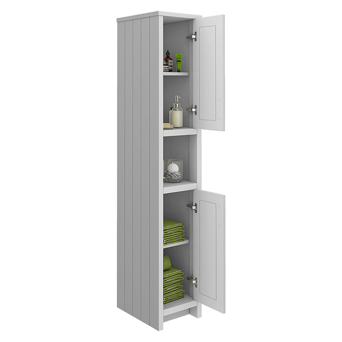 Chatsworth Traditional Grey Tall Cabinet with Chrome Handles
