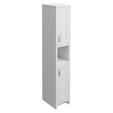 Chatsworth Traditional Grey Tall Cabinet with Chrome Handles