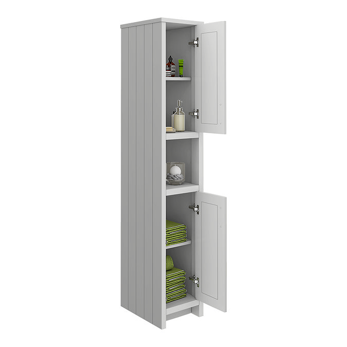 Chatsworth Traditional Grey Tall Cabinet with Matt Black Handles