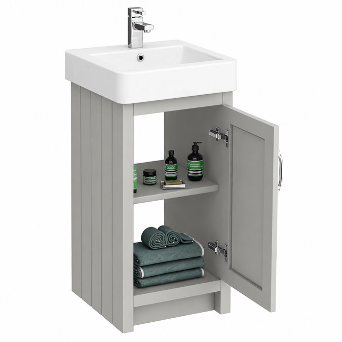 Chatsworth Traditional Grey Vanity - 425mm Wide with Chrome Handle