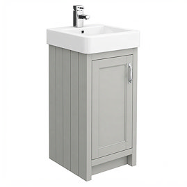 Chatsworth Traditional Grey Vanity - 425mm Wide with Chrome Handle