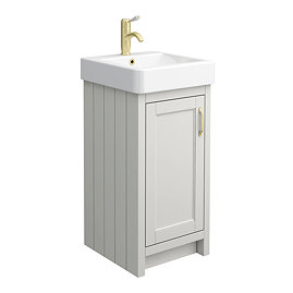 Chatsworth Traditional Grey Vanity - 425mm Wide with Brushed Brass Handle