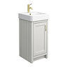 Chatsworth Traditional Grey Vanity - 425mm Wide with Brushed Brass Handle