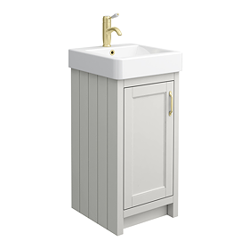 Chatsworth Traditional Grey Vanity - 425mm Wide with Brushed Brass Handle