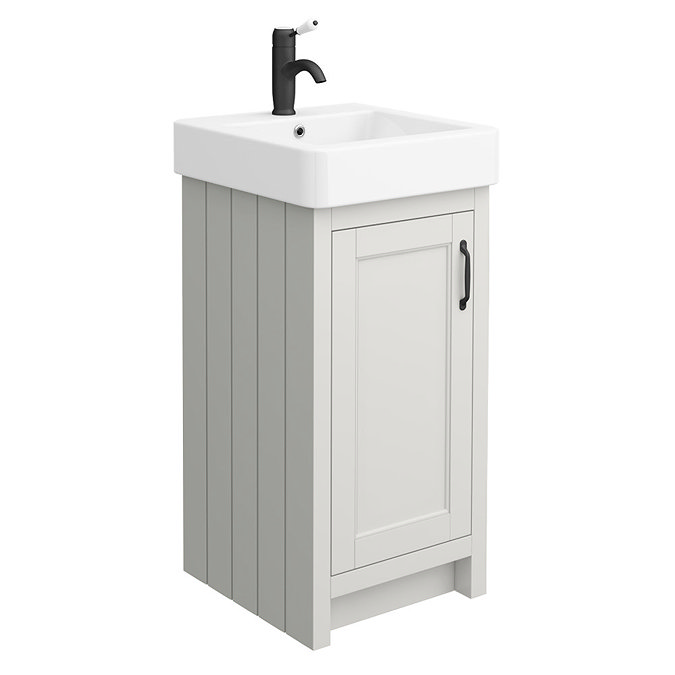 Chatsworth Traditional Grey Vanity - 425mm Wide with Matt Black Handle