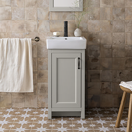 Chatsworth Traditional Grey Vanity - 425mm Wide with Matt Black Handle