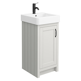 Chatsworth Traditional Grey Vanity - 425mm Wide with Matt Black Handles Large Image