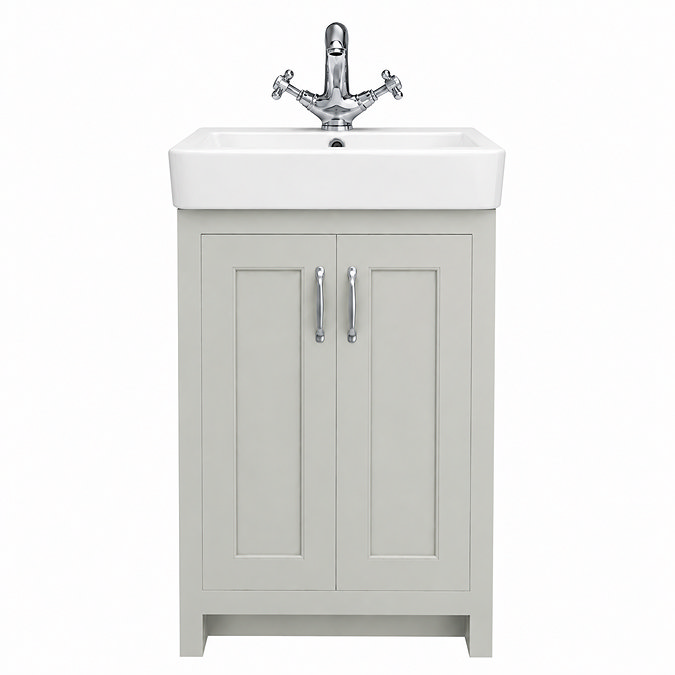 Chatsworth Traditional Grey Vanity - 560mm Wide with Chrome Handles