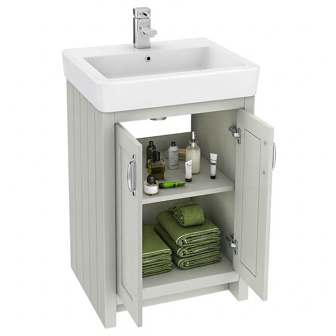 Chatsworth Traditional Grey Vanity - 560mm Wide with Chrome Handles