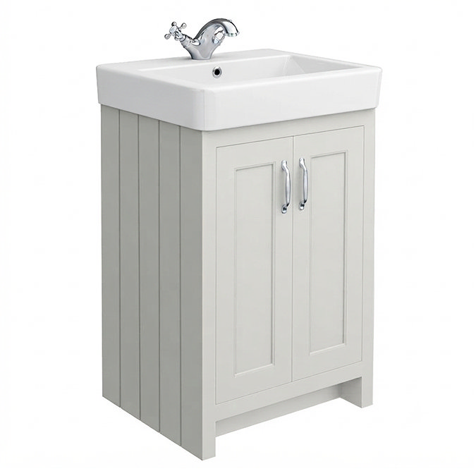 Chatsworth Traditional Grey Vanity - 560mm Wide with Chrome Handles