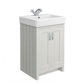 Chatsworth Traditional Grey Vanity - 560mm Wide with Chrome Handles