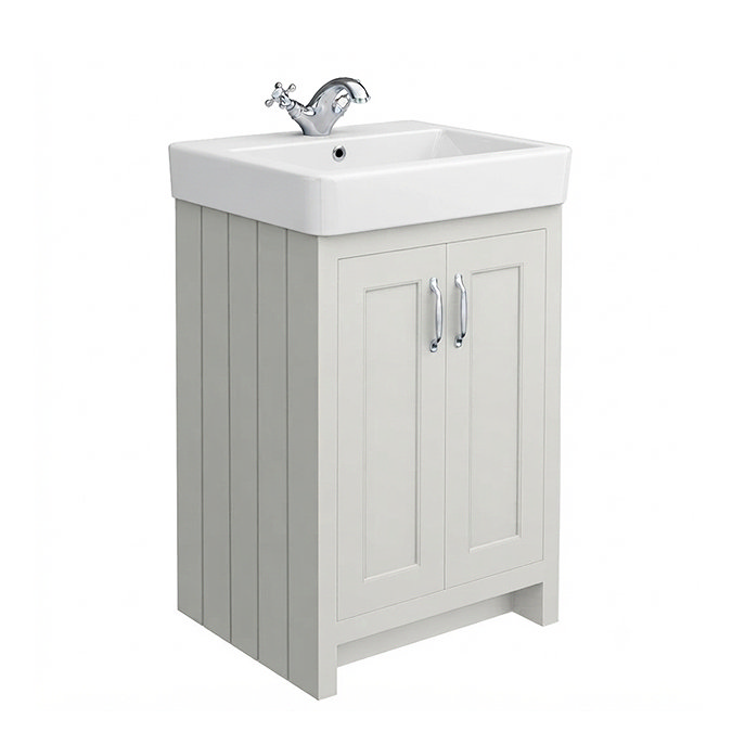 Chatsworth Traditional Grey Vanity - 560mm Wide with Chrome Handles