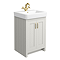 Chatsworth Traditional Grey Vanity with Brushed Brass Handles - 1 Tap Hole
