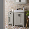 Chatsworth Traditional Grey Vanity - 560mm Wide with Matt Black Handles