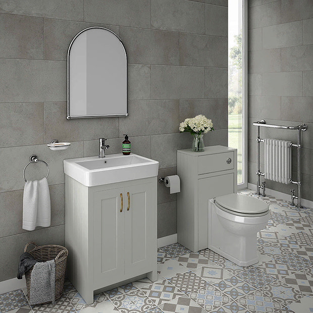 Chatsworth Traditional Grey Vanity - 560mm Wide  In Bathroom Large Image
