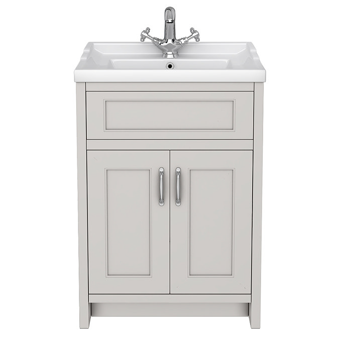 Chatsworth Traditional Grey Vanity 620mm Wide with Chrome Handles