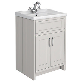 Chatsworth Traditional Grey Vanity 620mm Wide with Chrome Handles