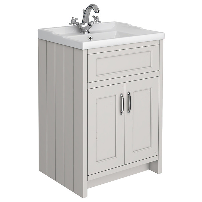 Chatsworth Traditional Grey Vanity 620mm Wide with Chrome Handles