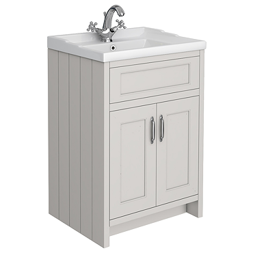 Chatsworth Traditional Grey Vanity 620mm Wide with Chrome Handles