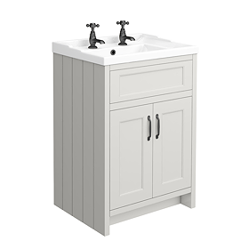 Chatsworth Traditional Grey Vanity 620mm Wide with Matt Black Handles