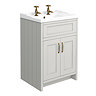 Chatsworth 620mm Traditional Grey Vanity with Antique Brass Finish Handles