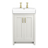 Chatsworth Traditional Grey Vanity with Brushed Brass Handles (560mm Wide 2 Tap Hole)