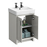 Chatsworth Traditional Grey Vanity with Matt Black Handles (560mm Wide 2 Tap Hole)
