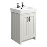 Chatsworth Traditional Grey Vanity with Matt Black Handles (560mm Wide 2 Tap Hole)
