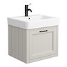 Chatsworth Traditional Grey Wall Hung Vanity - 560mm Wide with Matt Black Handle