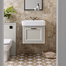 Chatsworth Traditional Grey Wall Hung Vanity - 560mm Wide with Matt Black Handle